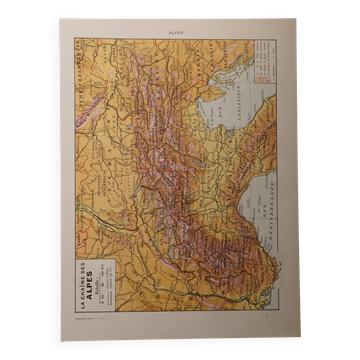 Original lithograph on the Alps