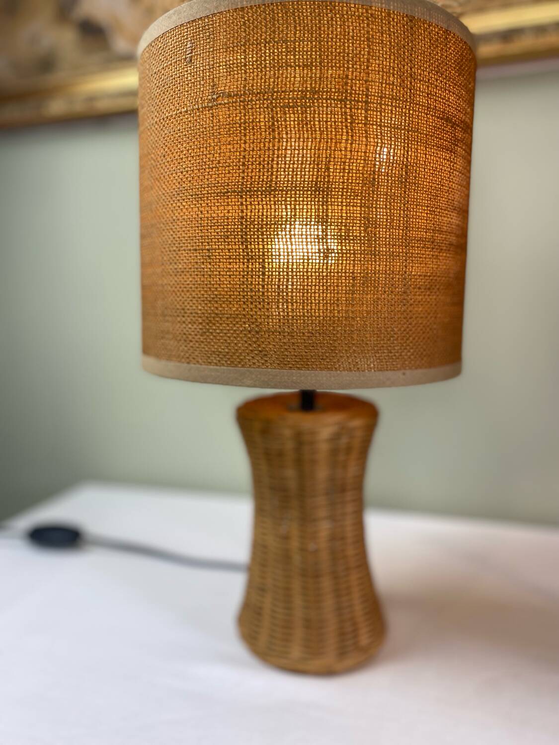 Pair of wicker lamps