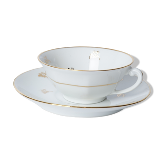 Lot de 8 Soucoupes et tasses porcelaine limoge NL