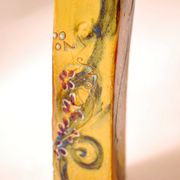 Vase en terre cuite studio, vernissé, peint à la main 1970
