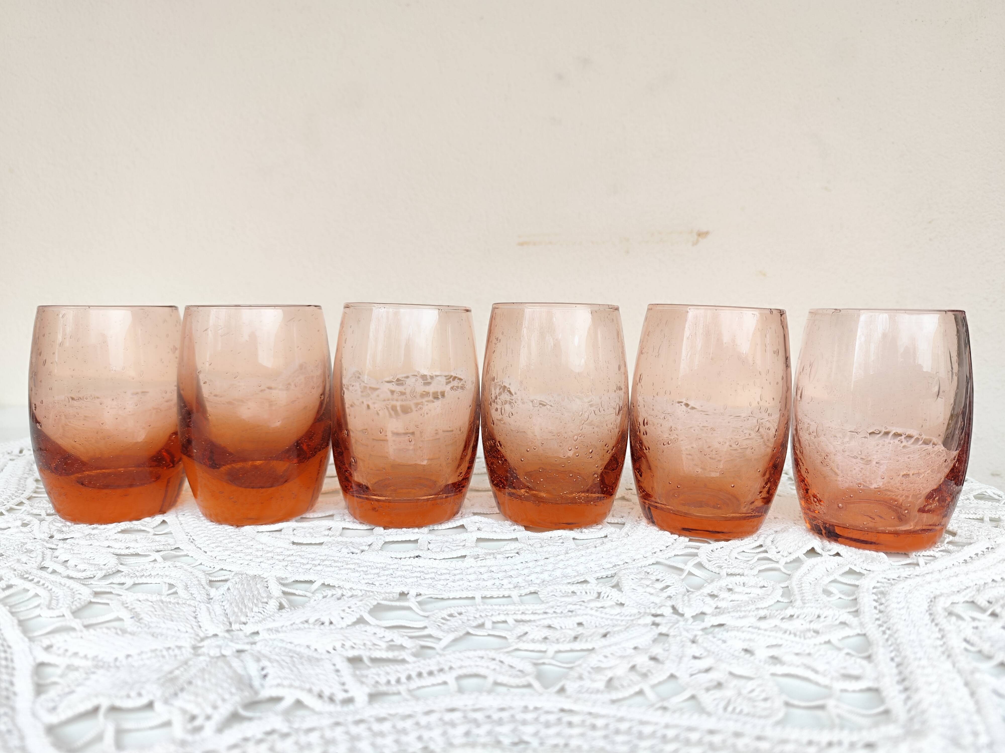 Handmade pink soufflé glasses