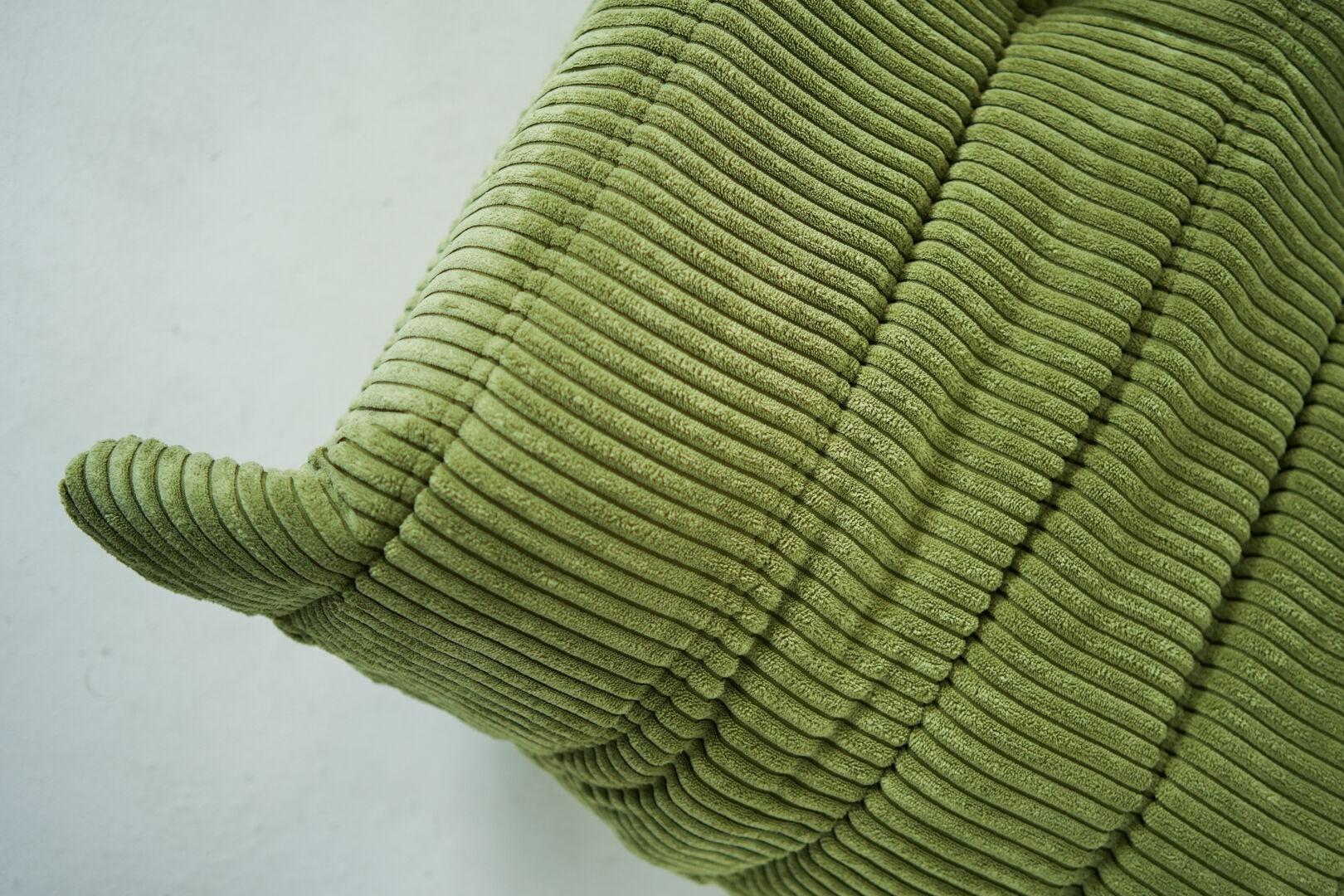 Togo Armchair and Pouf in Fresh green Corduroy