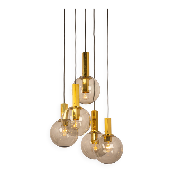 Grand lustre en cascade design avec verre fumé par Cosack, Allemagne, années 1970
