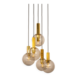 Grand cascading chandelier design with smoked glass by Cosack, Germany, 1970s.
