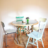 Table ronde Bois & Cannage