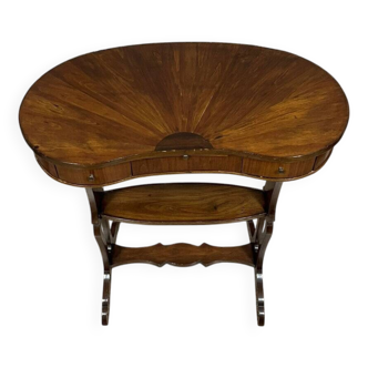 Kidney-shaped ceremonial table with fan-shaped marquetry top, Louis XVI style, circa 1900