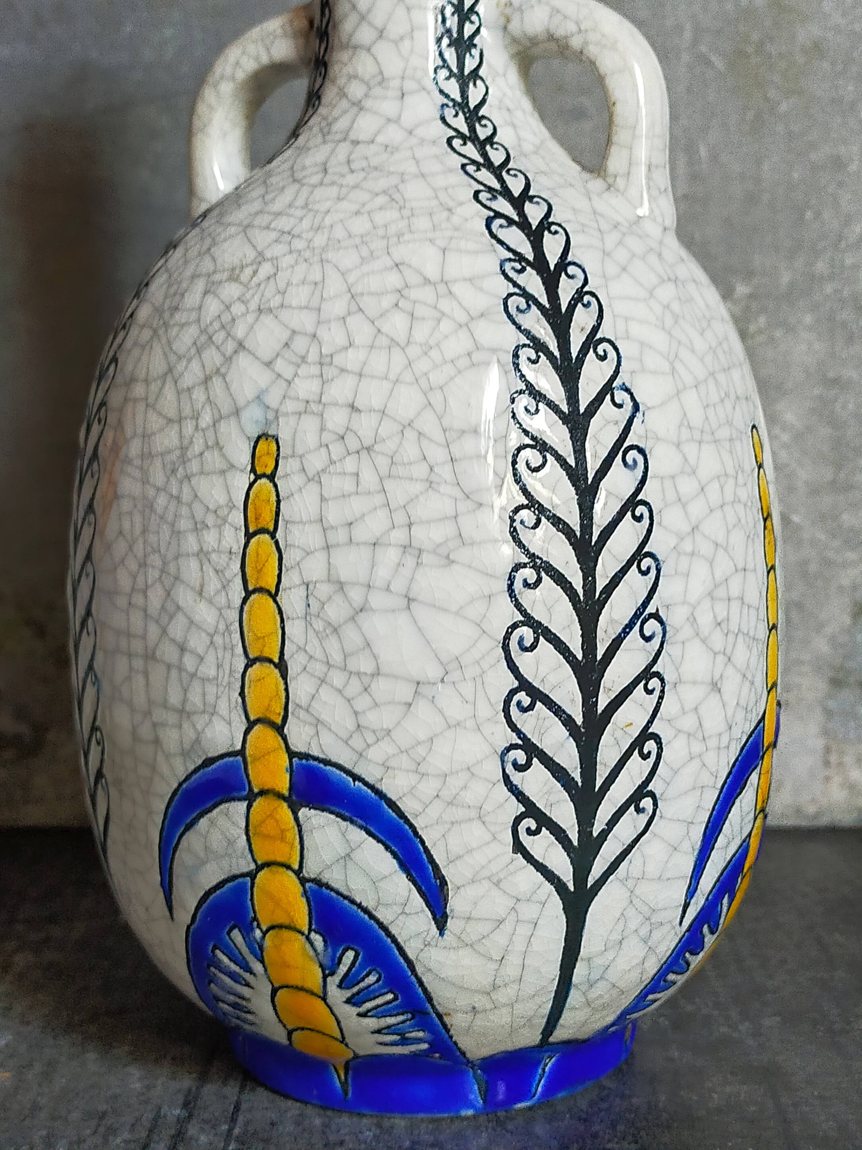 Soliflore bottle vase in fine earthenware boch frères la louvière-keramis early 20th century