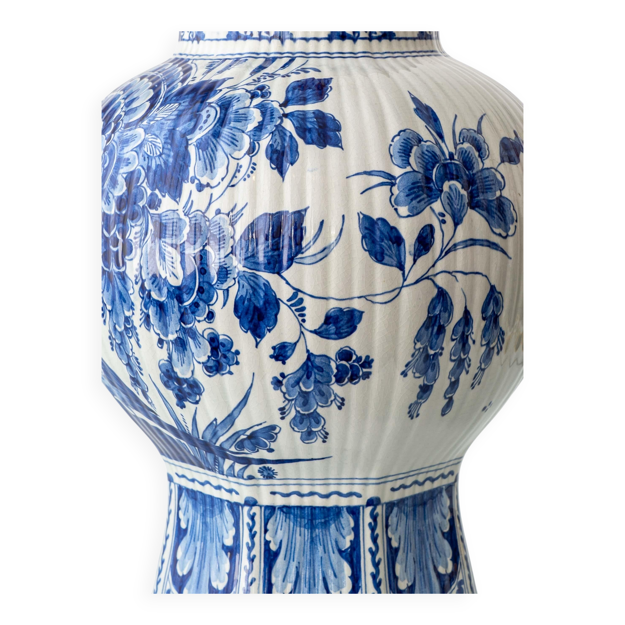 Large Royal Delft ceramic table lamp hand-painted for the 300th anniversary, 1953.