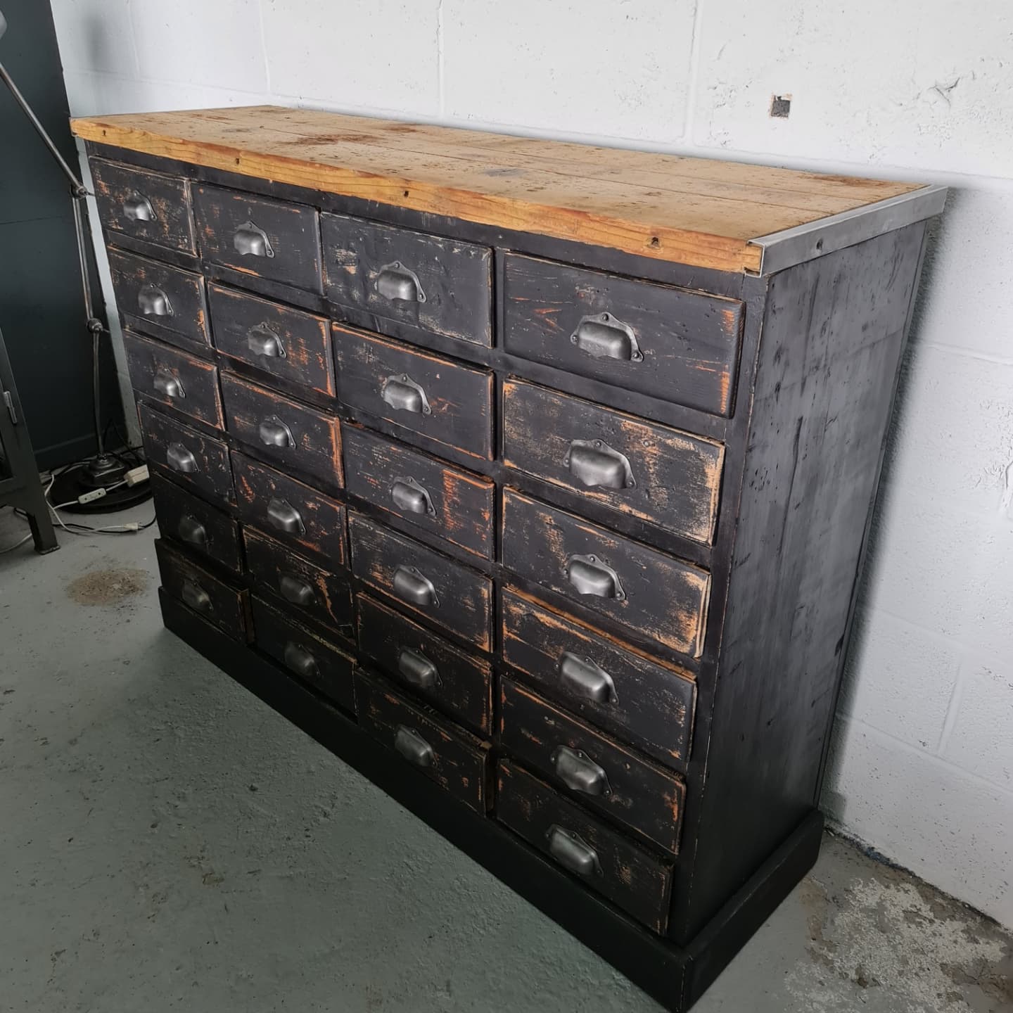 Old workshop drawer cabinet industrial furniture black patina