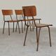 Set of 6 Czech school chairs in metal and wood, Kovona bistro style.