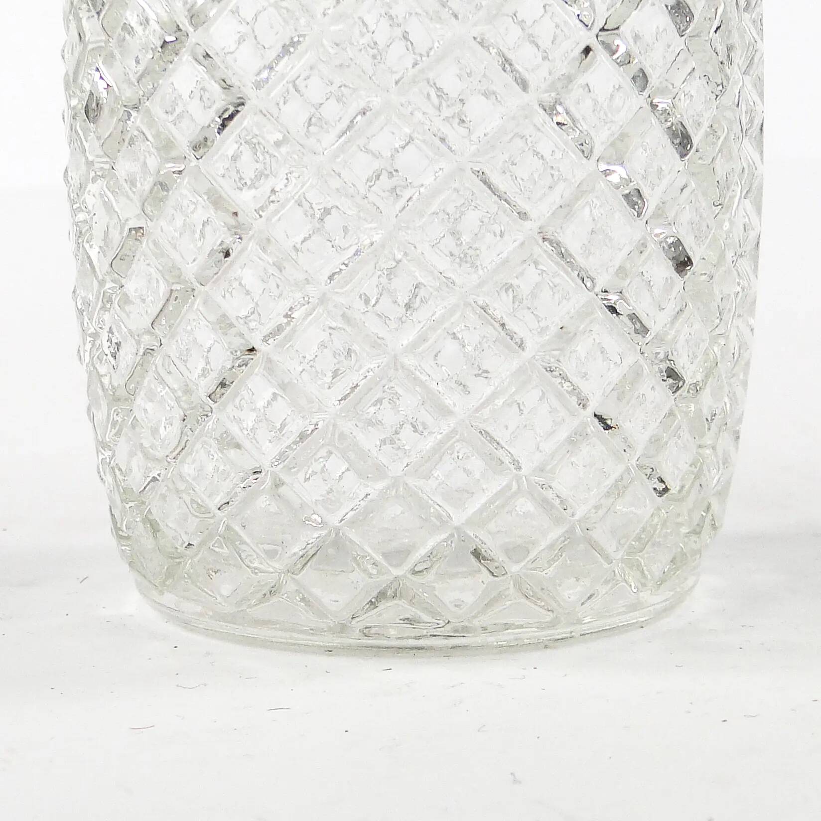 Art Deco powdered sugar bowl, glass, silver-plated brass, United Kingdom, 1950s