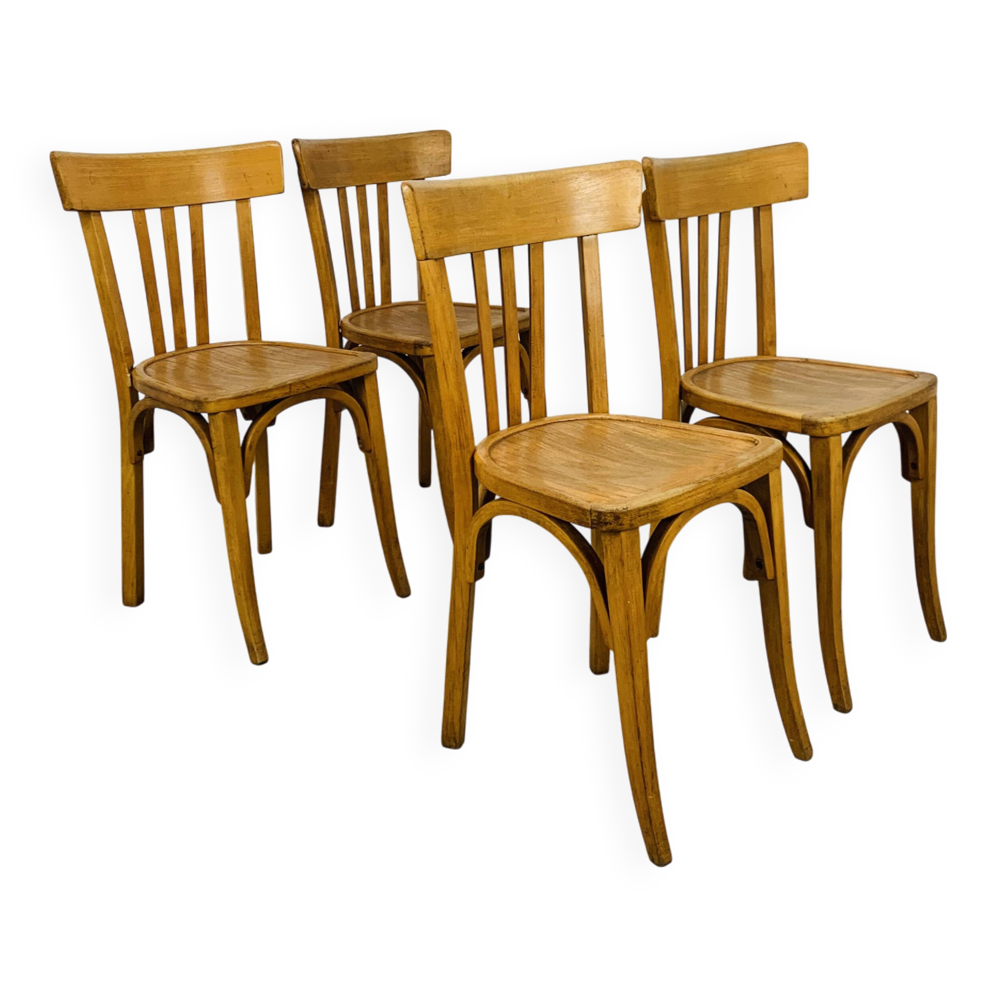 4 chaises bistrot, bois, années 60