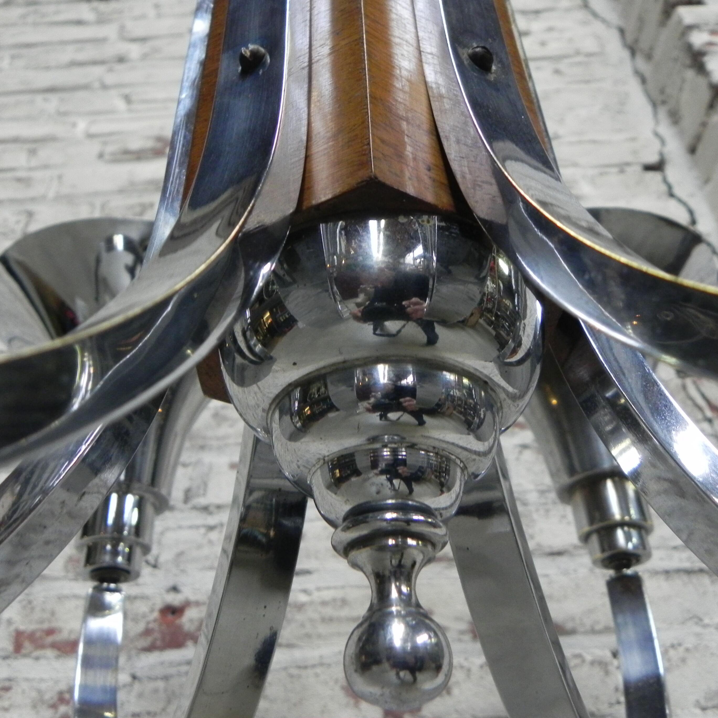 Art Deco hanging lamp with 6 chromed vials