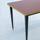 Dining Table, High Gloss Laminate, Brass, Tapered Legs, Burgundy - S
