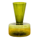 Vase vintage années 70 en verre, couleur vert olive