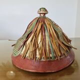 African conical hat, Fulani, in leather and braided rope, 1900s