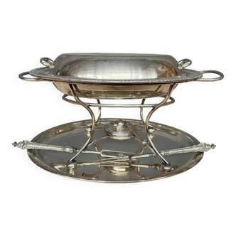 Antique heated plate in silver-plated metal "CRESCENT SILVER MFG CO."