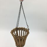 Suspended rattan basket duo