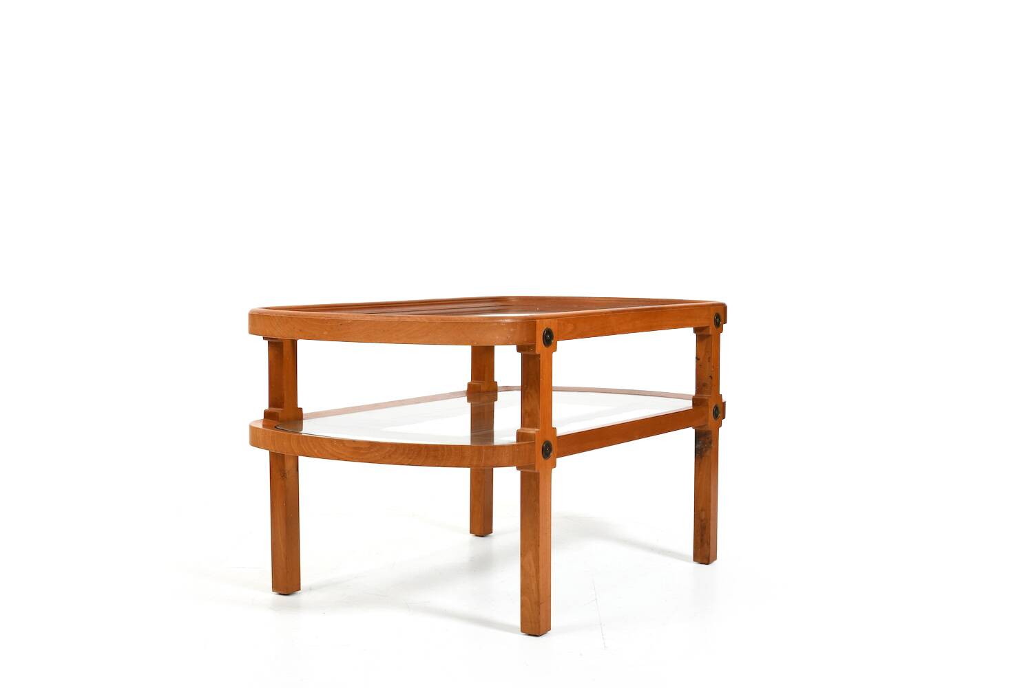 Oval Art Deco Sofa Table with Brass Dekor Denmark 1930s