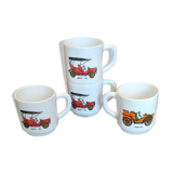 Set of 4 cups Tacot series in arcopal