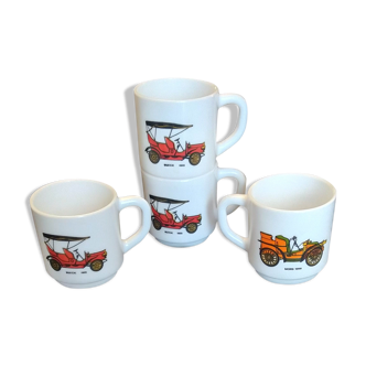 Set of 4 cups Tacot series in arcopal