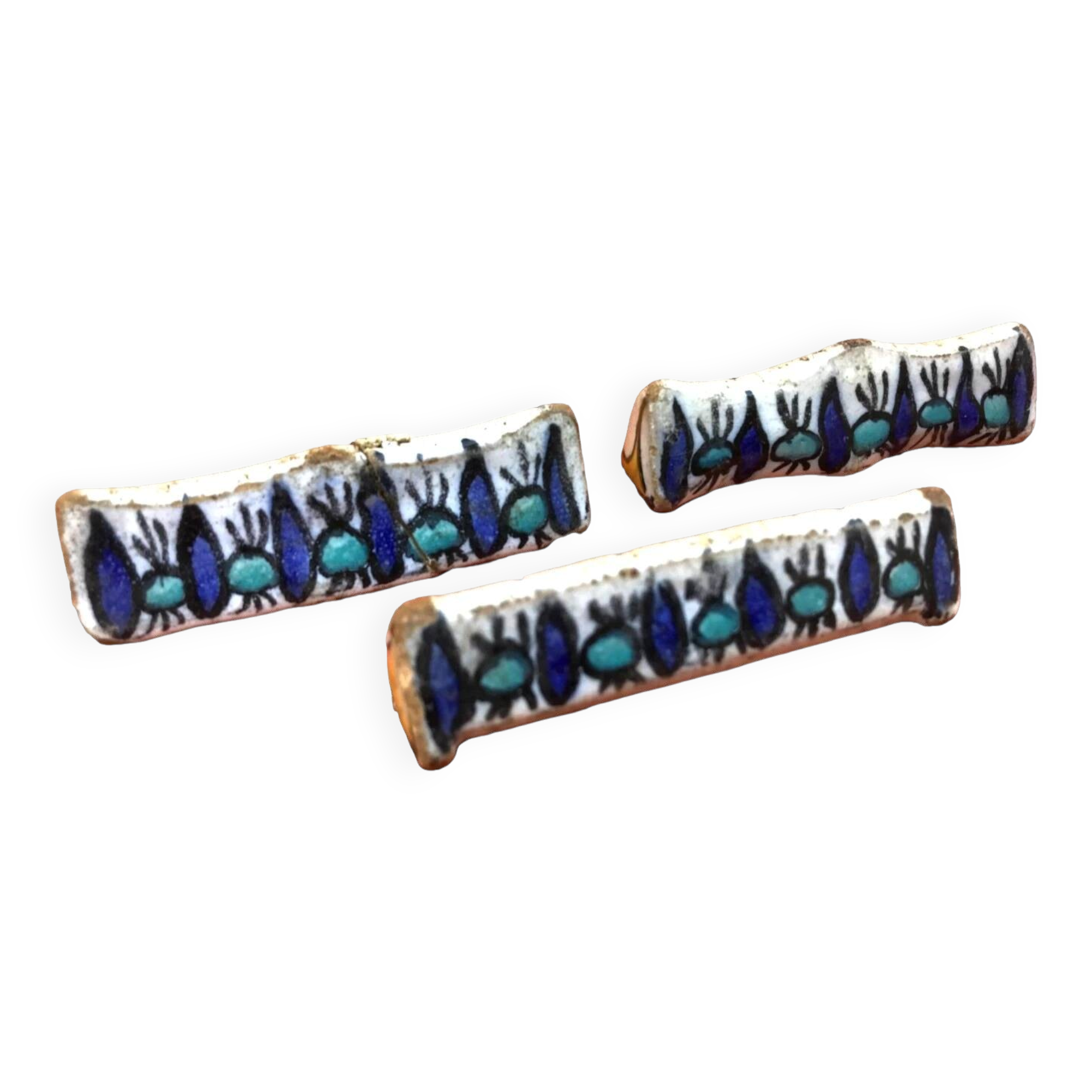 1920-1940 3 Ceramic Knife Holders Tunisian Nabeul el-Kh Workshop