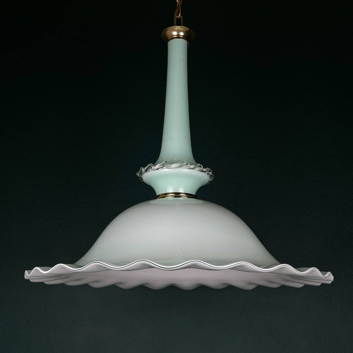 Vintage Murano glass pendant lamp attributed to Venini, Italy, 1970s.