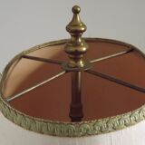 2 Light French Vintage Brass Boulotte Table Lamp With Cream Fabric Shade