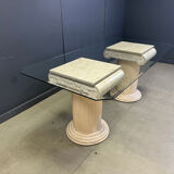 Vintage tessellated stone pedestal dining table by Maitland Smith, 1970s