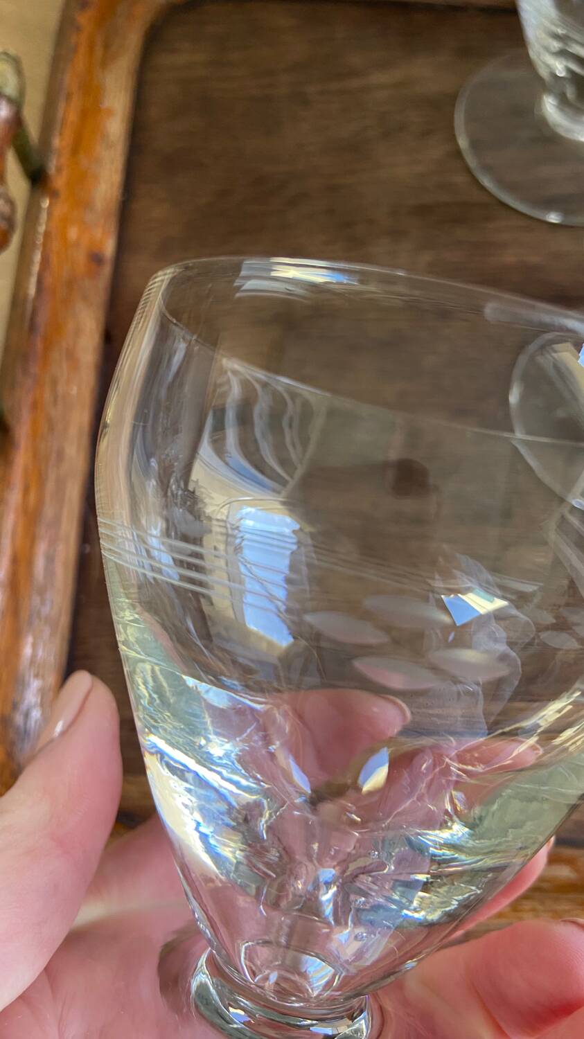Set de 7 verres à vin gravés vintage 1950