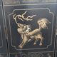 Chinese screen in black lacquer and marble stone