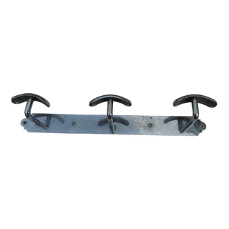 Wall coat rack in chromed metal 3 hooks 50s