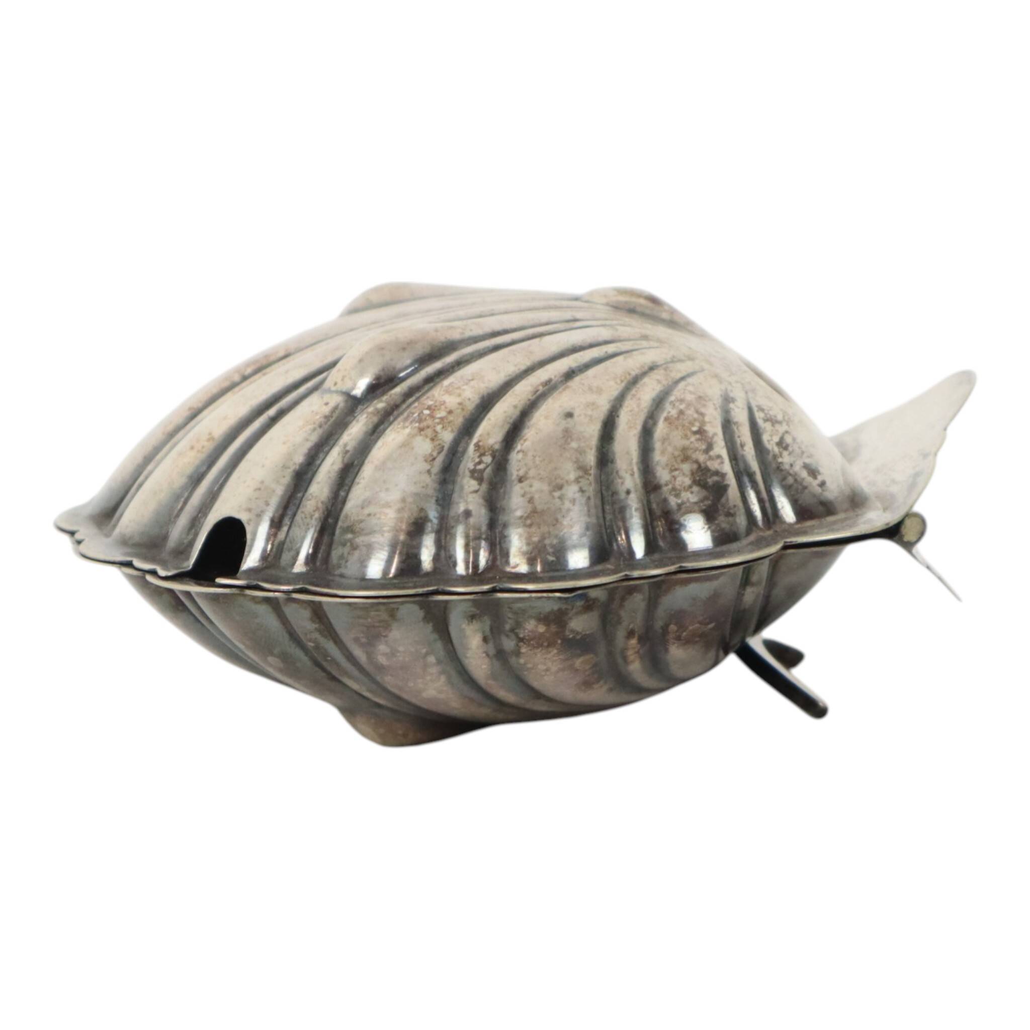 Silver-Plated Shell Butter Dish Caviar Holder Made in England