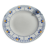 Plat de service Sarreguemines Ribeauville Ocre et bleu