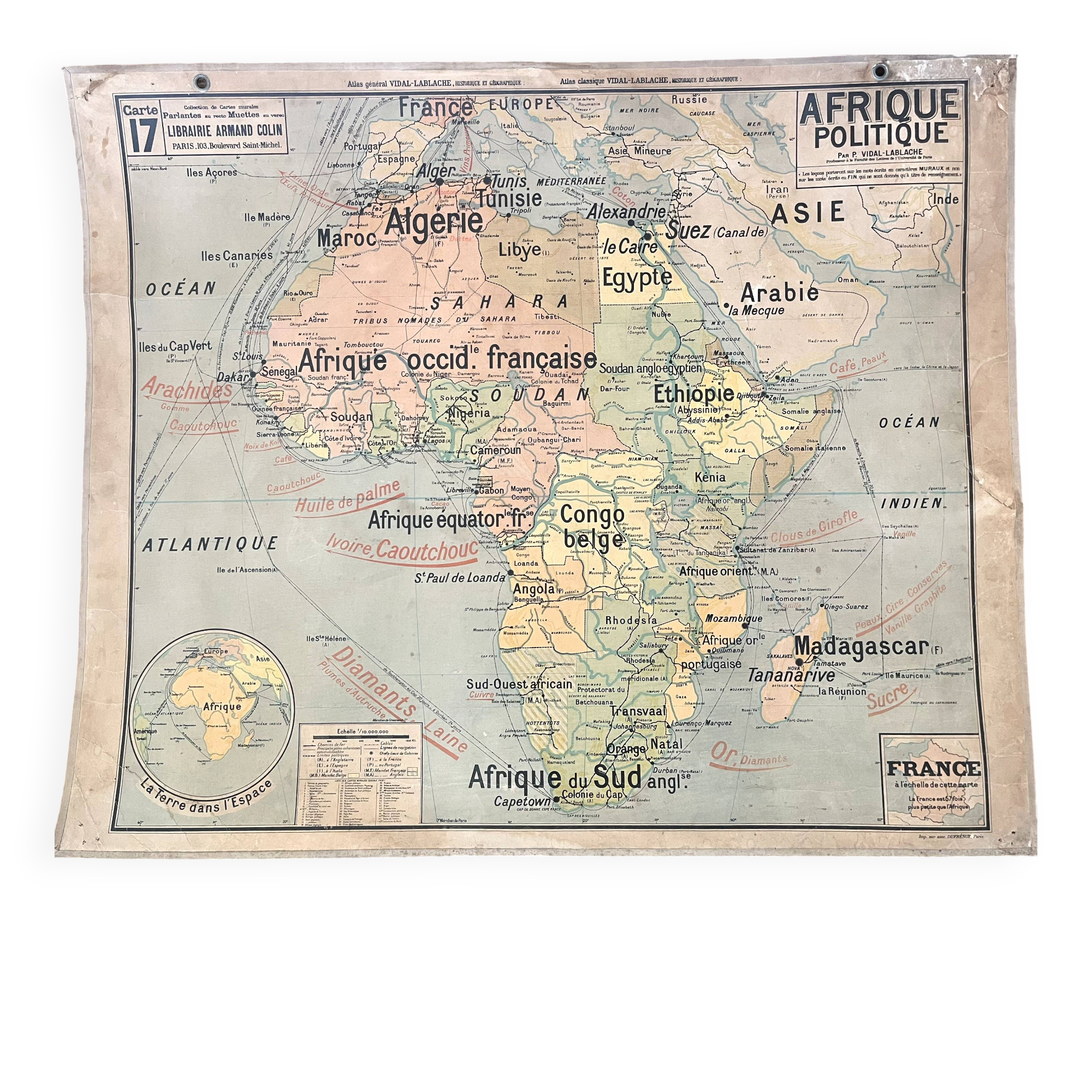 🌍 Old school map Vidal-Lablache 17, 1930 - Africa, colonies