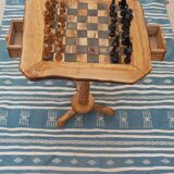 Xlarge Olive Wood Chess Table Rustic chess game 18 "with 32 chess pieces