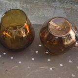 Set of 5 mugs, cups, glasses with handles, cocktail glasses, vintage glass