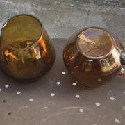Set of 5 mugs, cups, glasses with handles, cocktail glasses, vintage glass