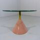 Pink natural stone & glass side table 1980’s Italy