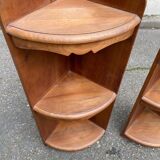 Pair of 19th-century solid wood corner wall shelves.