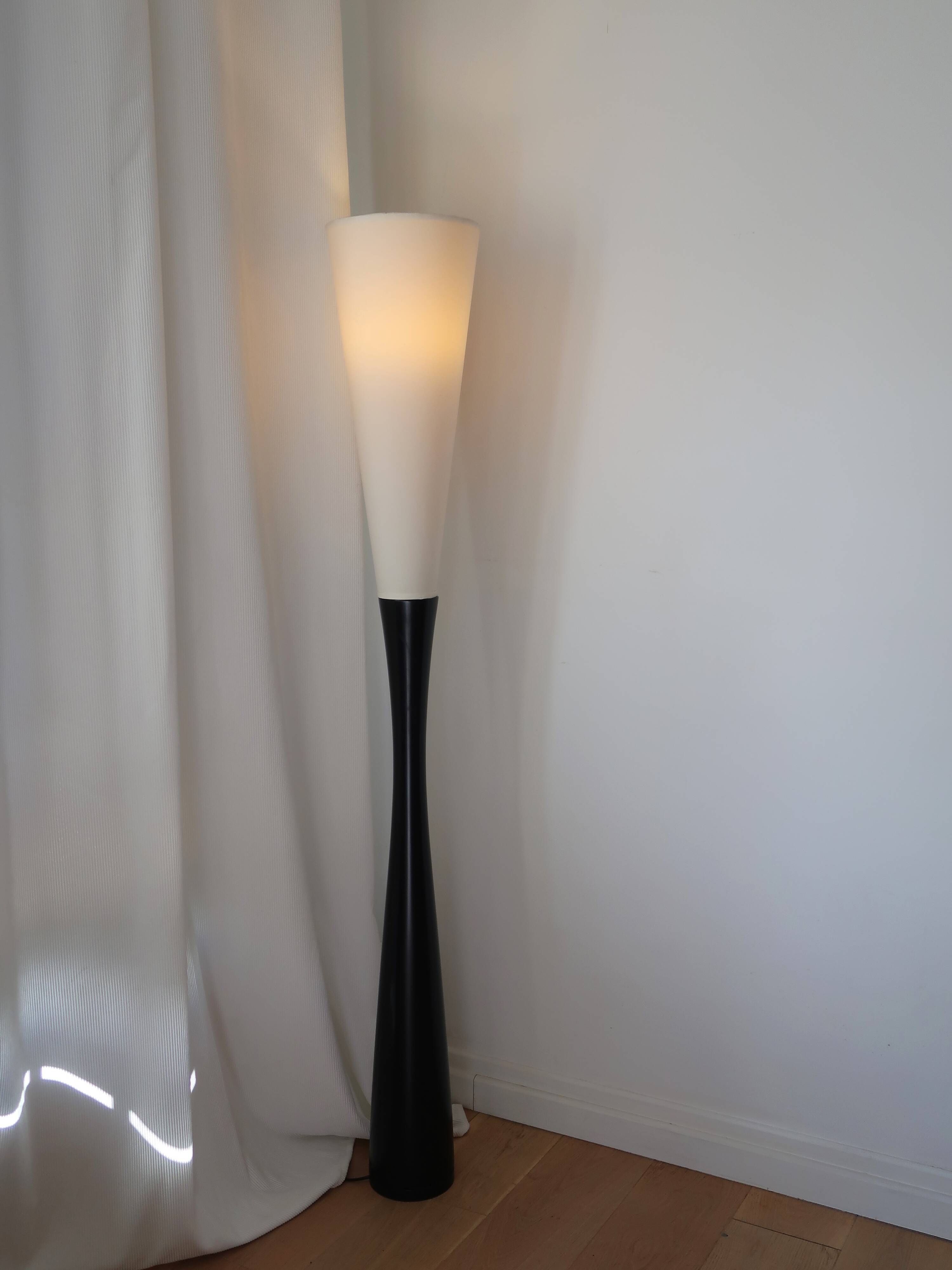 Vintage black and white conical floor lamp