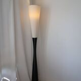 Vintage black and white conical floor lamp
