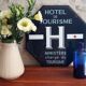 Old Hotel tourism enamelled plate