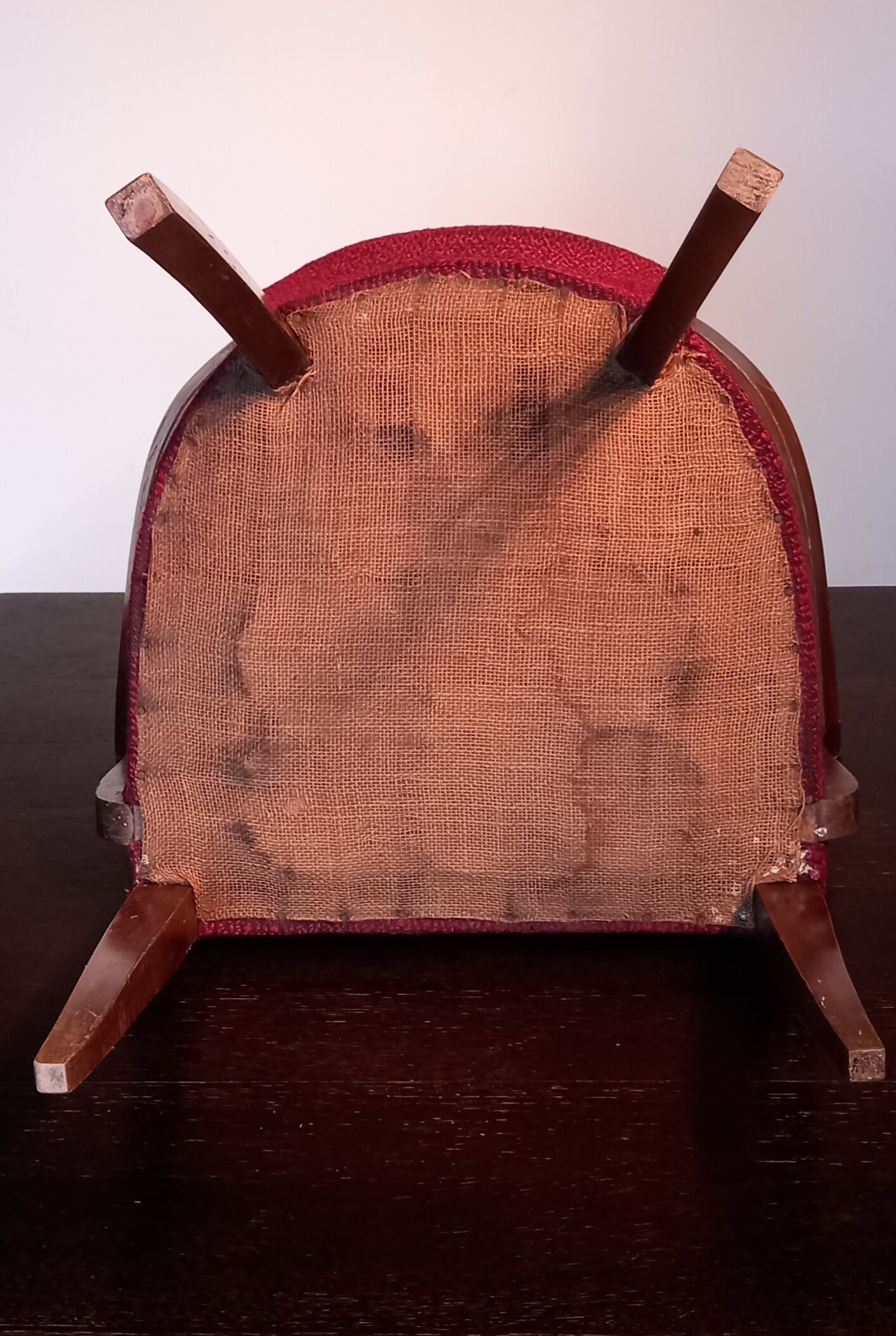 Pair of red Art Deco bridges chairs. Fully original. TBE