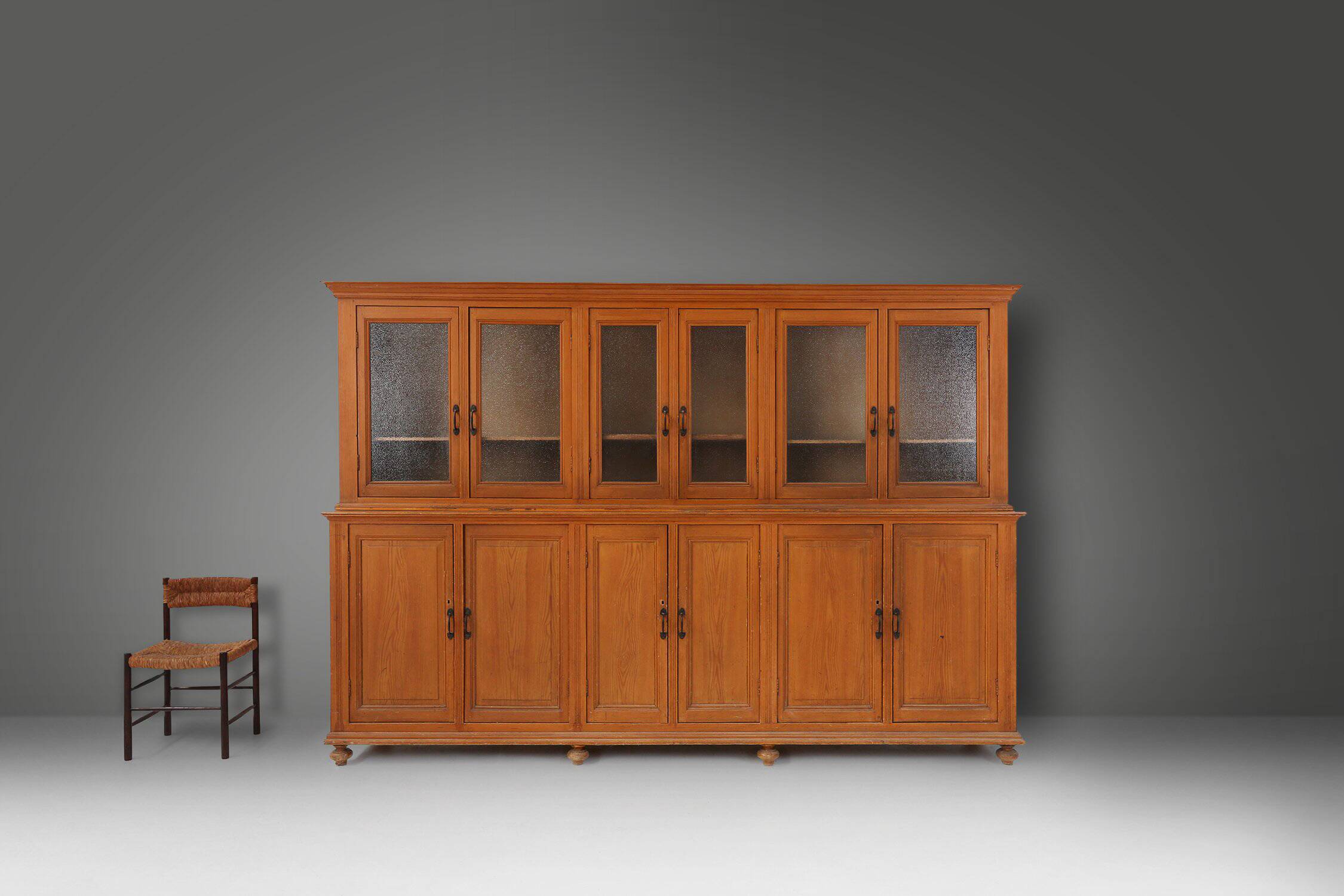12-Door Monastery or Display Cabinet in Pine, Belgium ca. 1890