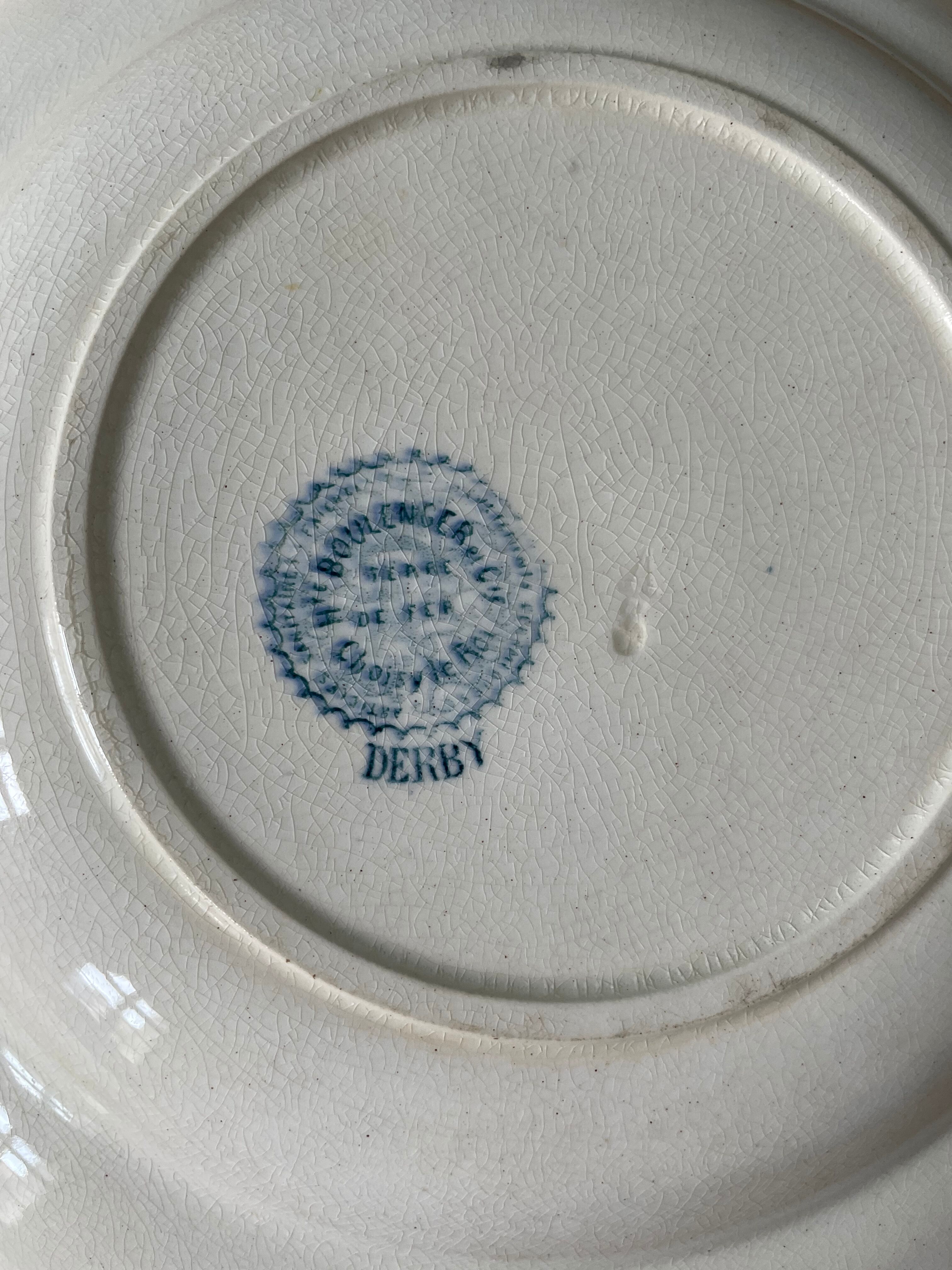 Set of 4 hollow plates Terre de Fer model "Derby" Choisy Le Roi