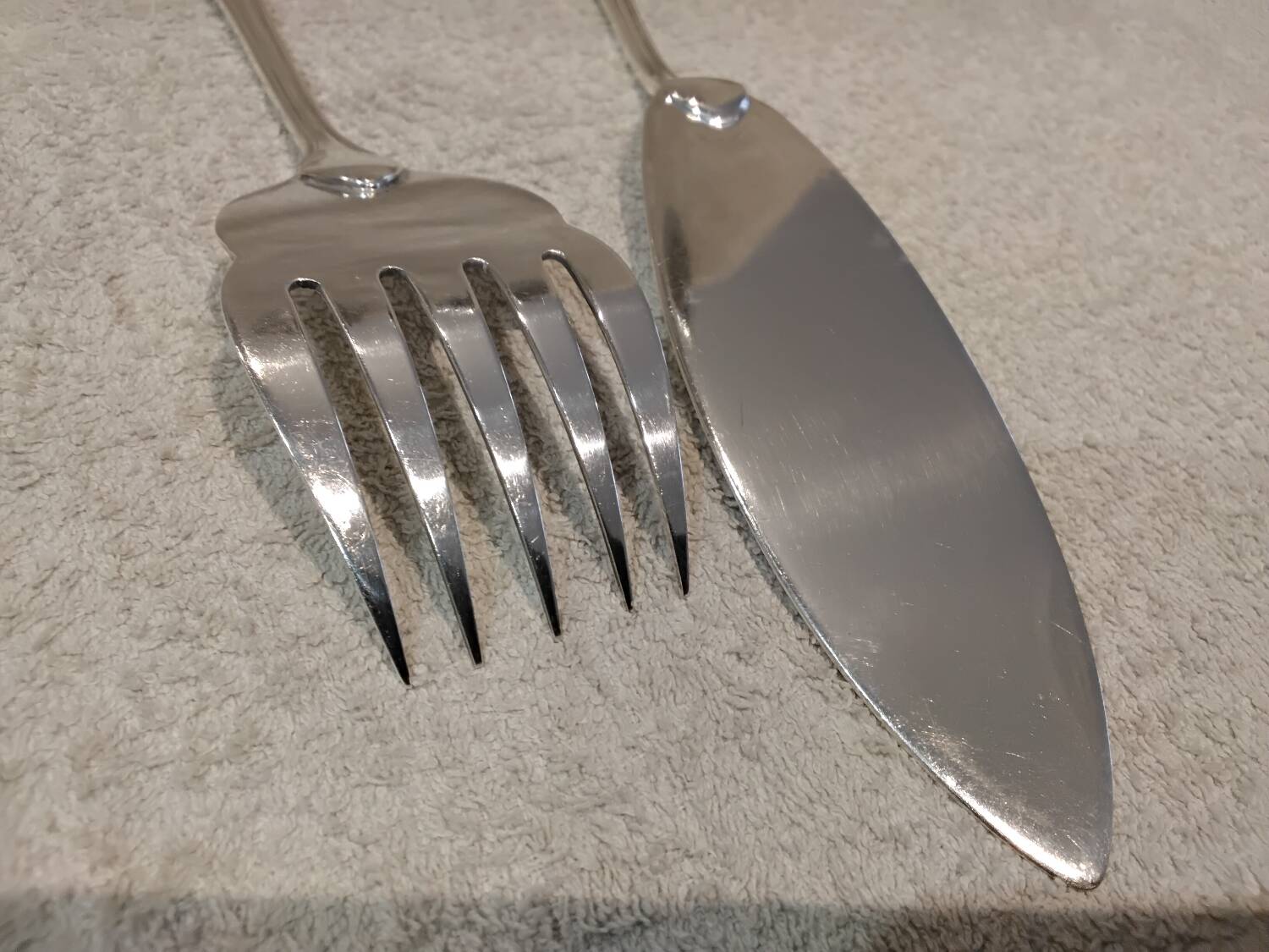 Fish serving set, 2 pieces, silver-plated metal, Christofle Albi silversmith