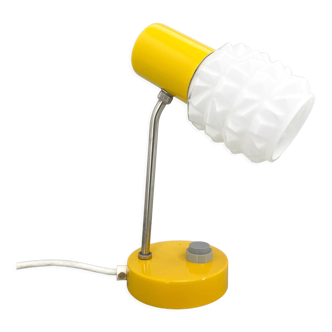 Lampe de chevet jaune et blanche jaune et blanche du milieu du siècle, années 1970