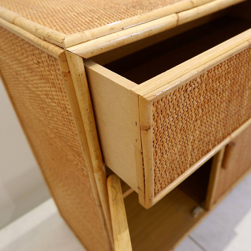 Vintage rattan sideboard in Roche Bobois style