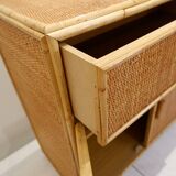 Vintage rattan sideboard in Roche Bobois style